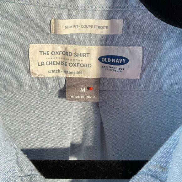 Old Navy The Oxford Shirt Men’s Blue Long Sleeve Button Down  Size MEDIUM - Picture 3 of 14